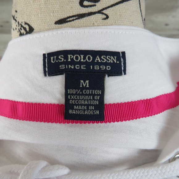 U.S. Polo‎ Assn.* Women's 2 Piece Set Cardigan Sweater Navy/White Blouse~ Medium - Picture 6 of 14